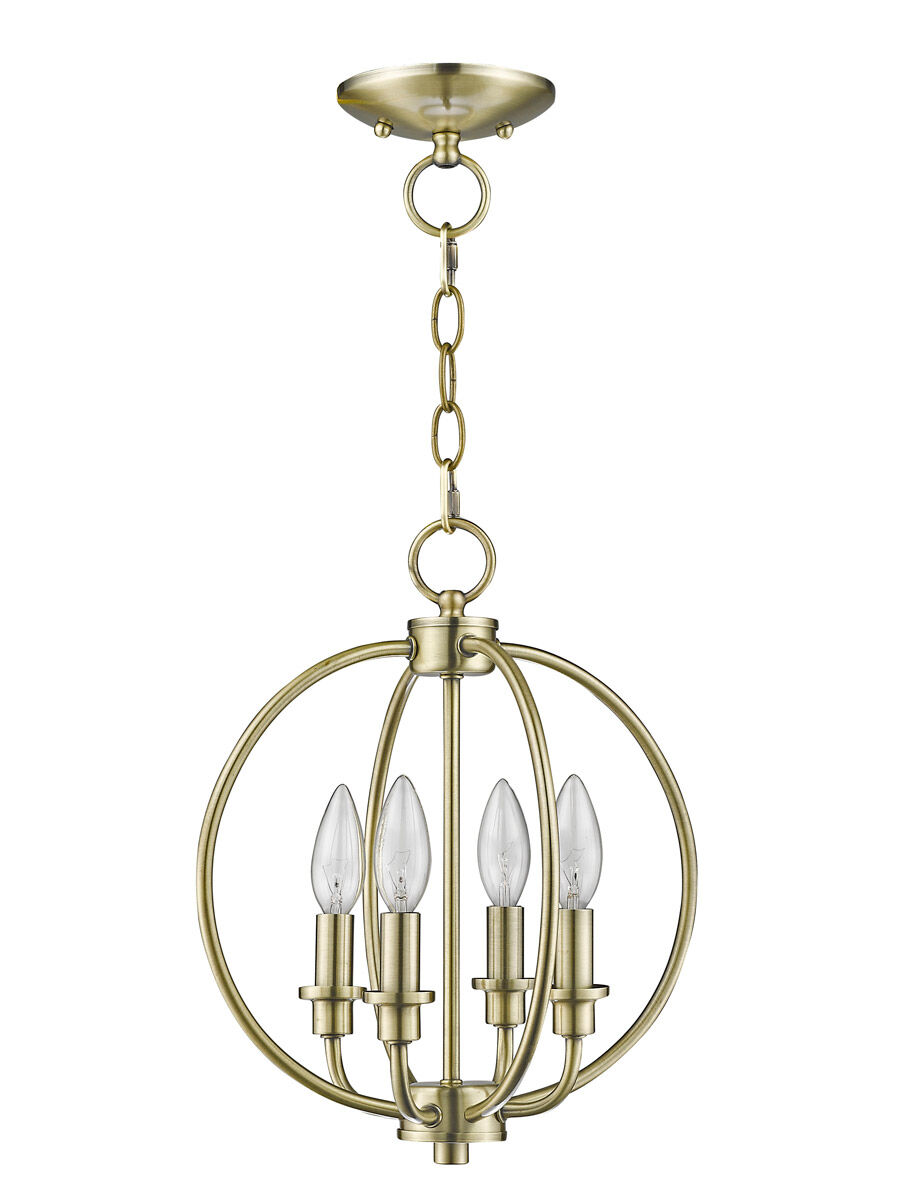 Milania 4 Light 13 inch Antique Brass Convertible Mini Chandelier/Ceiling Mount Ceiling Light