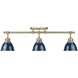Yep Duncan 3 Light 35.38 inch Aged Brass Semi-Flush Mount Ceiling Light in Navy