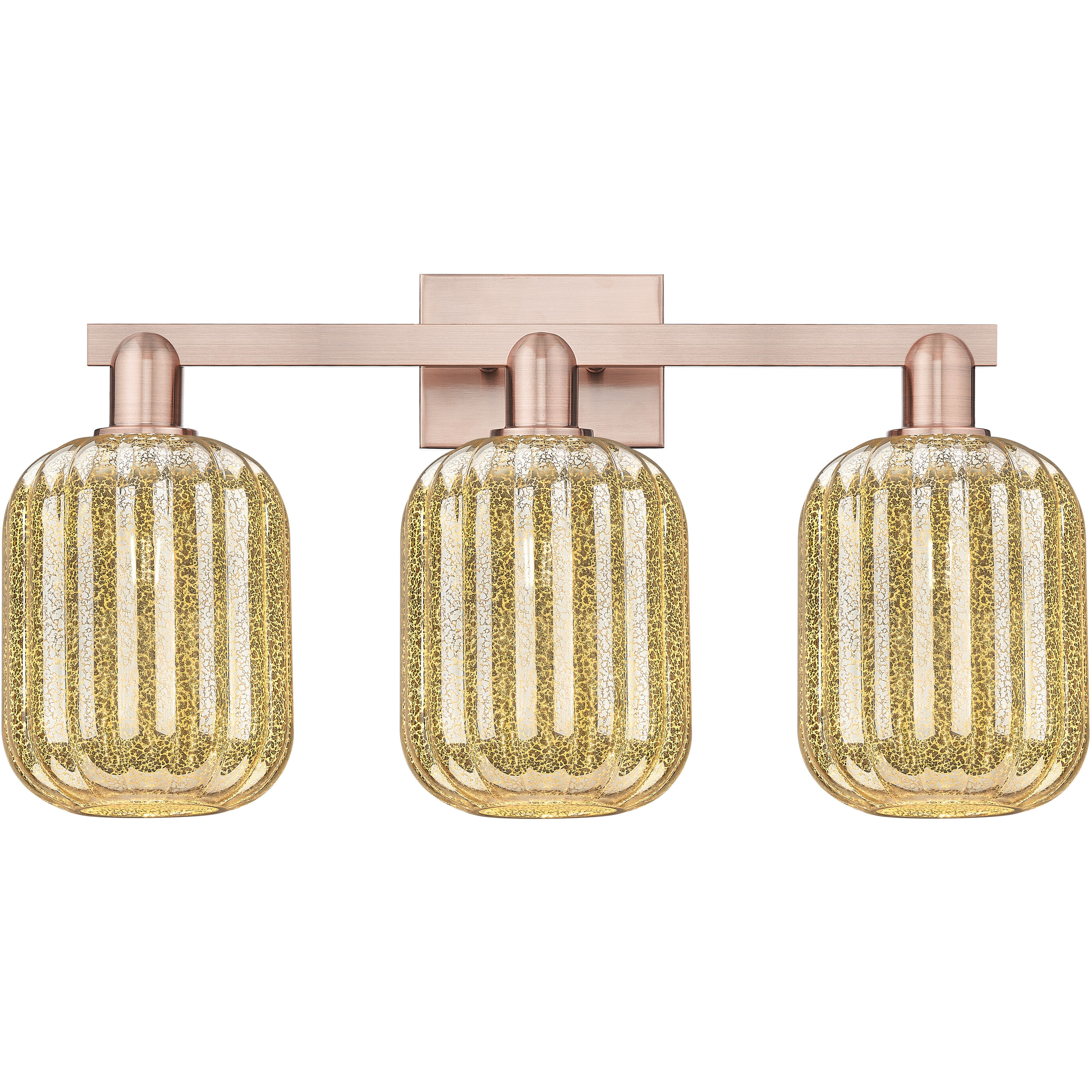 Preston 3 Light 26 inch Antique Copper Bath Vanity Light Wall Light in Mercury Glass