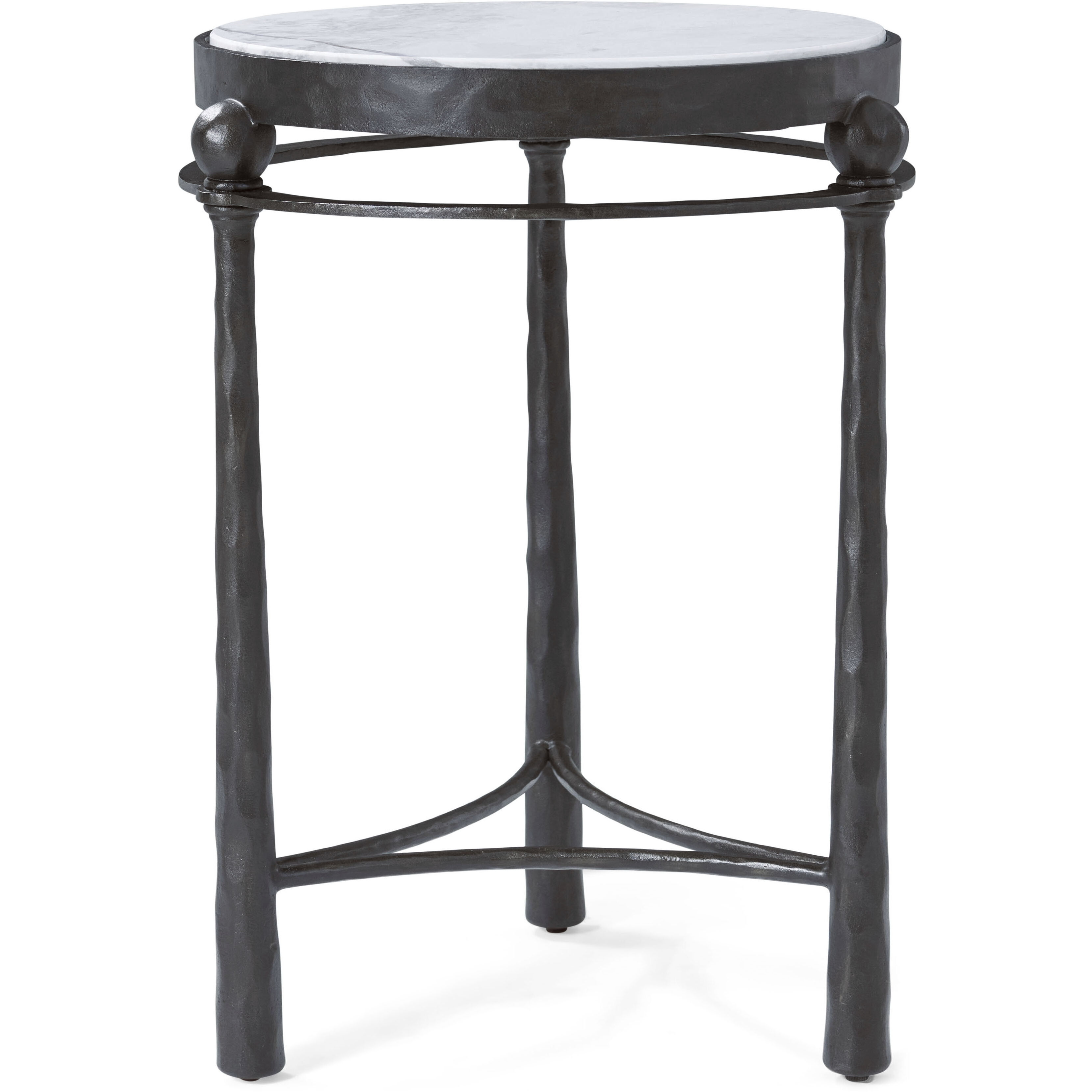 Spencer London 22 X 15.75 inch Drink Table, Wrought Iron, Marble Top, Round