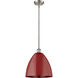 Ballston Plymouth Dome 1 Light 12 inch Brushed Satin Nickel Pendant Ceiling Light in Matte Red