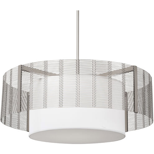 Downtown Mesh 4 Light 38.4 inch Beige Silver Chandelier Ceiling Light in Metallic Beige Silver, White Linen, Drum