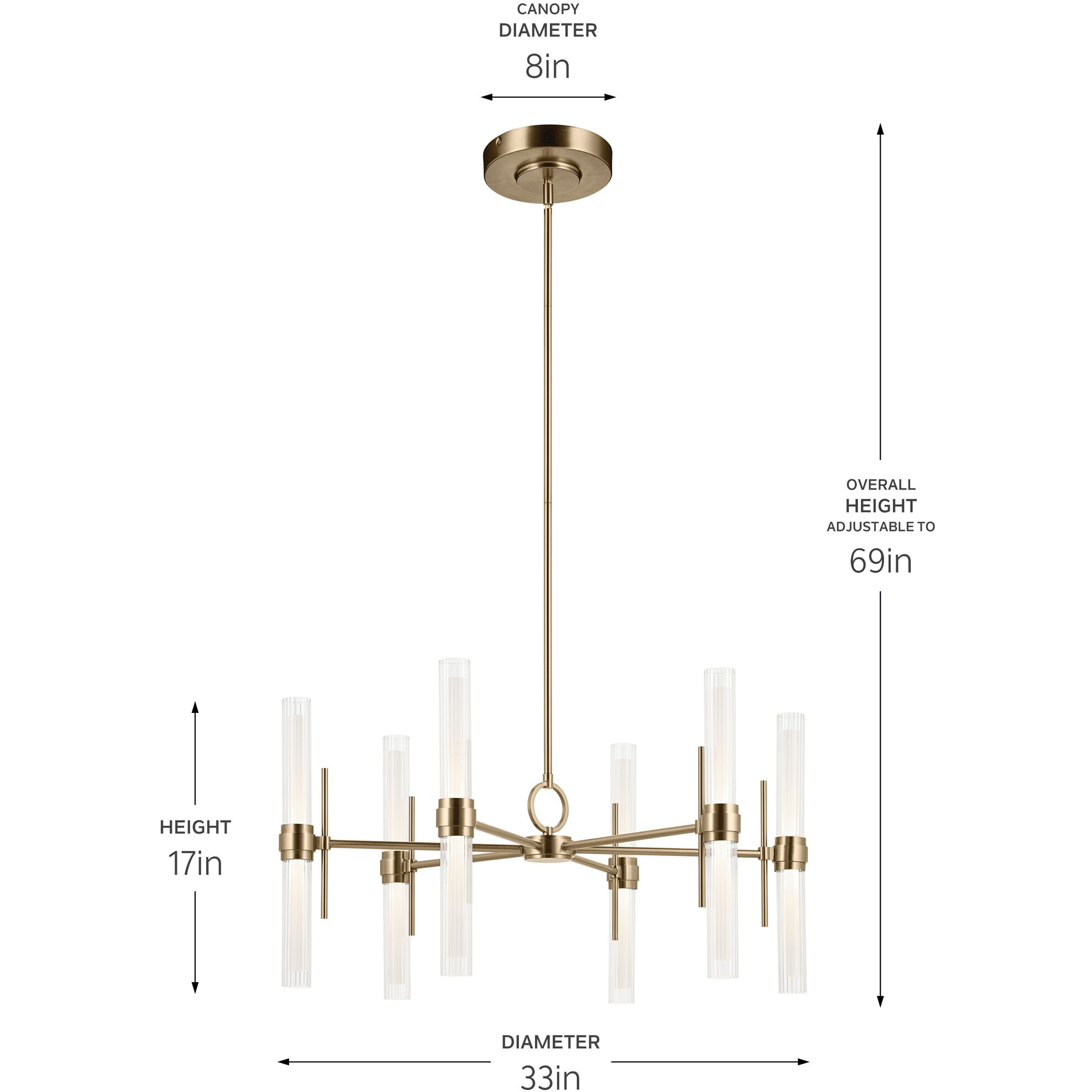 Riven LED Champagne Bronze Chandelier Ceiling Light
