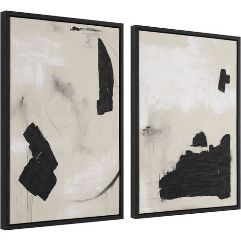 Asia Beige/Black/White Canvas Art, 2 Piece