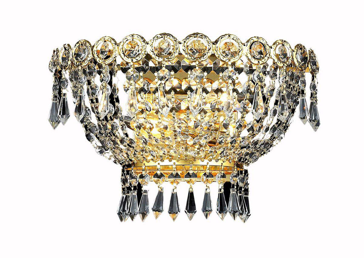 Century 2 Light 12 inch Gold Wall Sconce Wall Light in Royal Cut