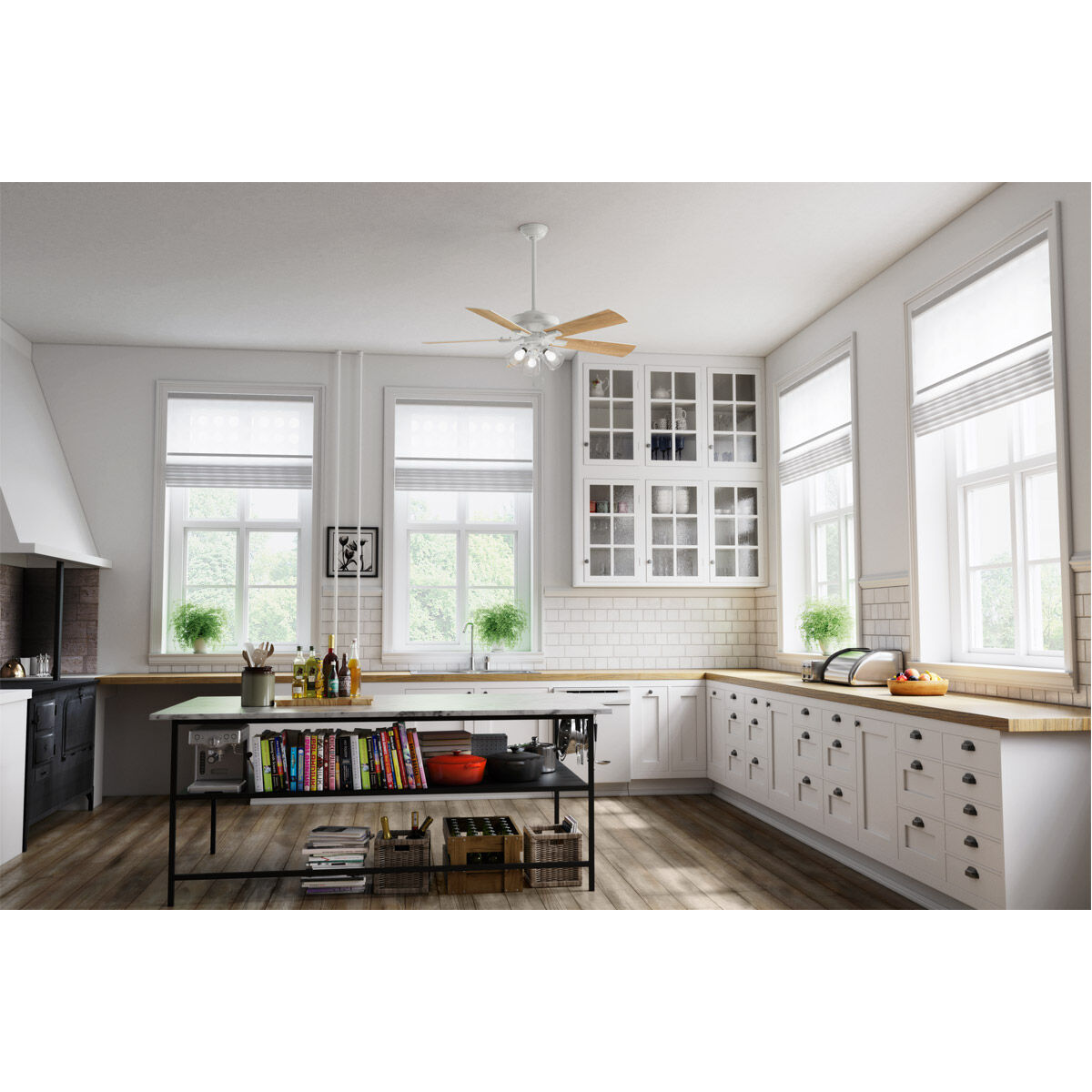 Crestfield 52 inch Fresh White with Fresh White/Drifted Oak Blades Ceiling Fan