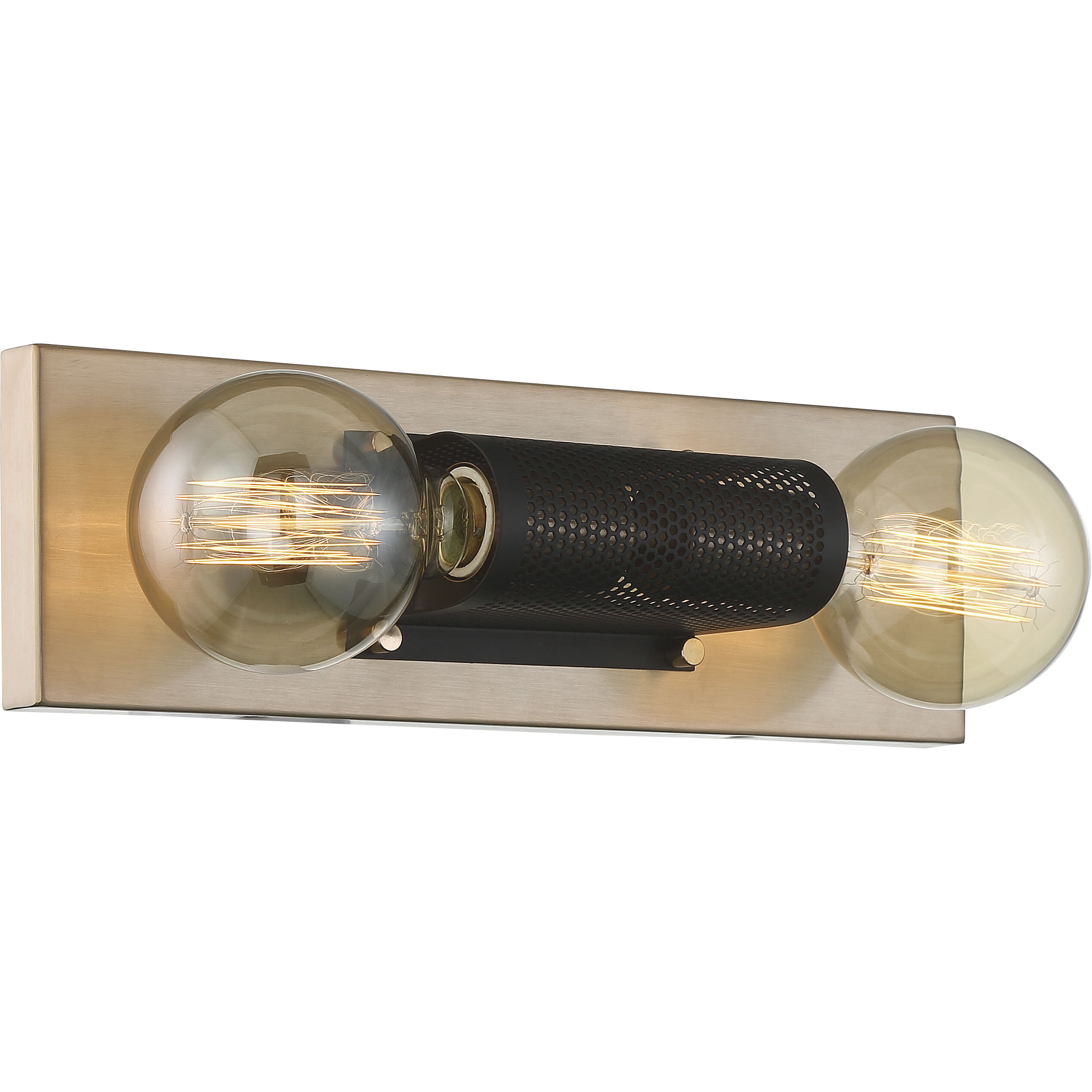 Passage 2 Light 15 inch Copper Brushed Brass and Black Vanity Light Wall Light