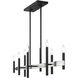 Denmark 8 Light 48 inch Black with Brushed Nickel Accents Linear Chandelier Ceiling Light