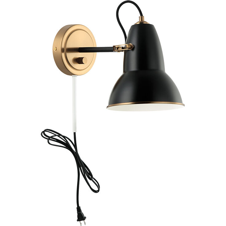 Buzz Wall Sconce Wall Light in Aged Gold Brass and Black