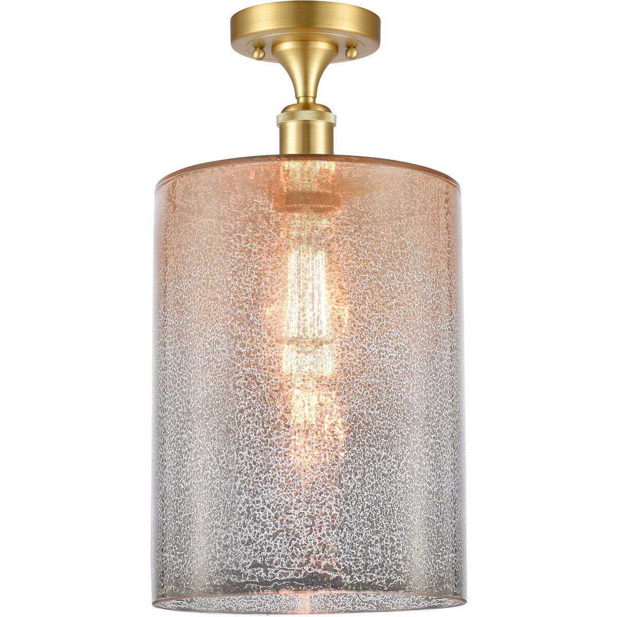 Ballston Large Cobbleskill 1 Light 9 inch Satin Gold Semi-Flush Mount Ceiling Light in Mercury Glass, Ballston