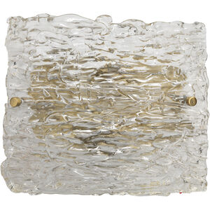 Swan Curved Glass 2 Light 12 inch Clear Textured Glass w/ Antique Brass Wall Sconce Wall Light