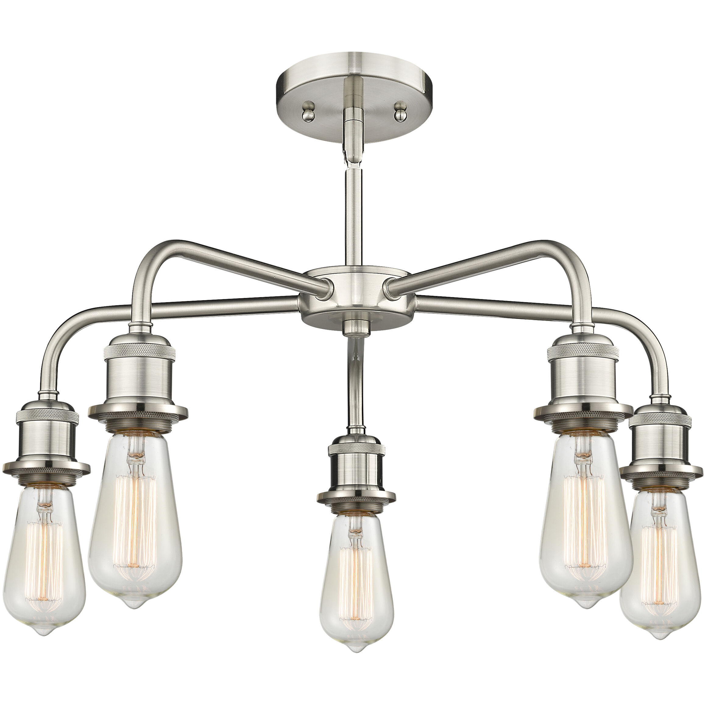 Fenton 5 Light 24.5 inch Satin Nickel Chandelier Ceiling Light in Mercury