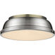 Duncan 2 Light 14 inch Aged Brass Flush Mount Ceiling Light in Pewter, Damp