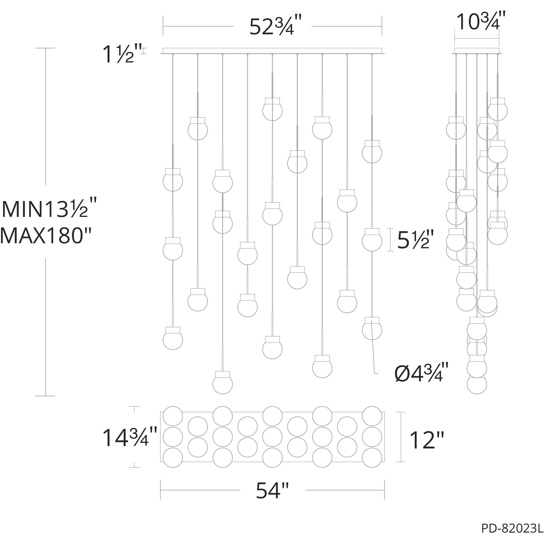 Double Bubble 23 Light 14 inch Black Multi-Light Pendant Ceiling Light