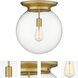 Beacon 1 Light 14 inch Brushed Brass Flush Mount Ceiling Light
