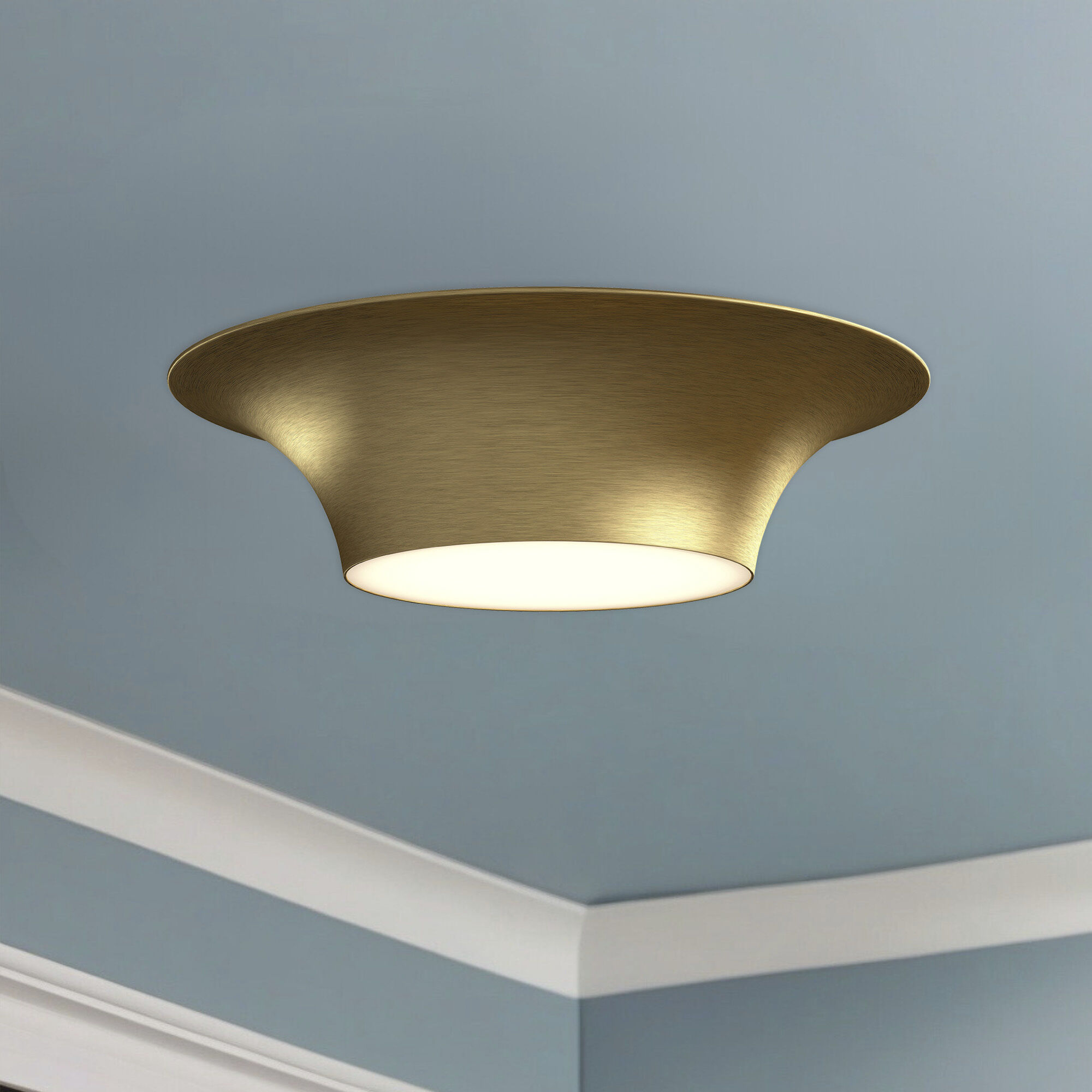 Alora Mood Emiko 2 Light 16 inch Brushed Gold Flush Mount Ceiling Light