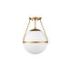 Mid-Century Modern 1 Light 13.25 inch Natural Brass Semi-Flush Ceiling Light