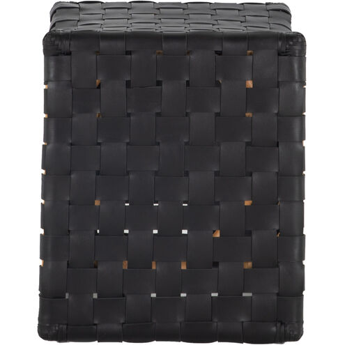 Dover 19.75 inch Natural Rattan / Black Leather Ottomans Stool