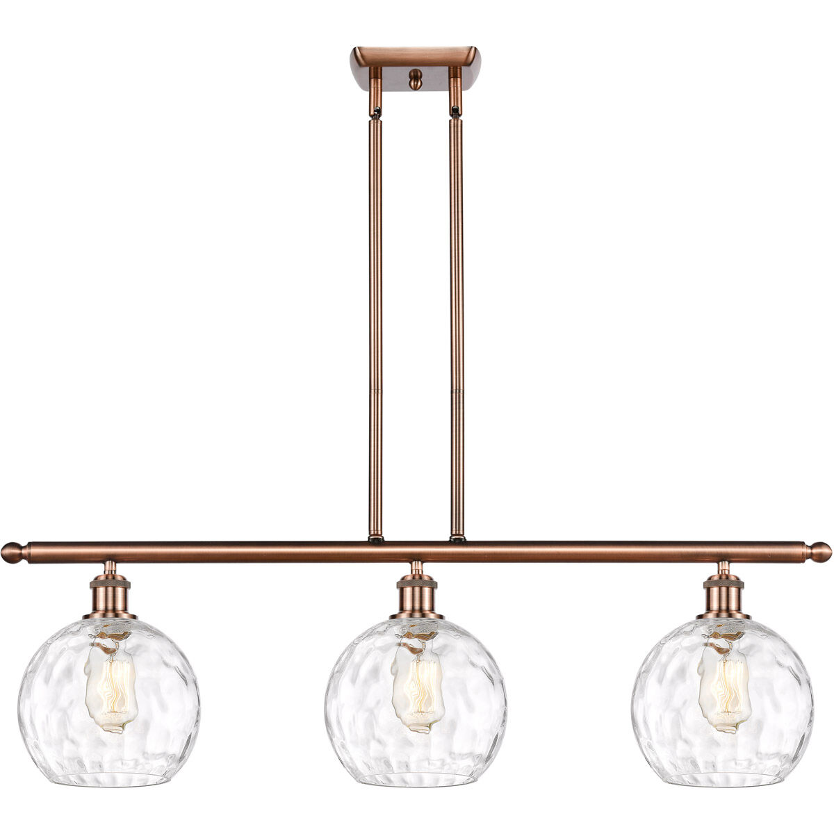 Ballston Athens Water Glass LED 36 inch Antique Copper Island Light Ceiling Light
