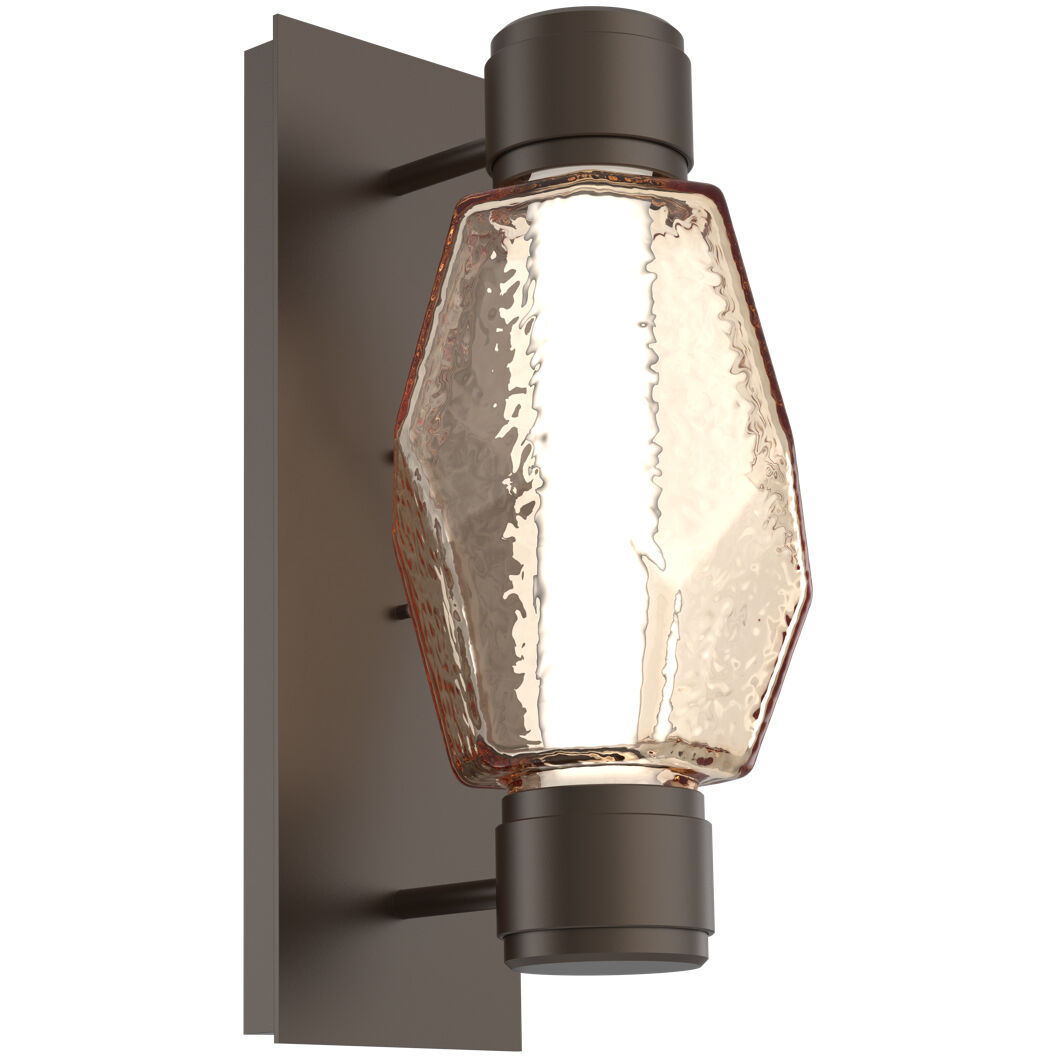 Gem Mandrel Sconce Wall Light in 3000K LED, Flat Bronze, Amber Blown Glass