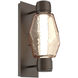 Gem Mandrel Sconce Wall Light in 3000K LED, Flat Bronze, Amber Blown Glass