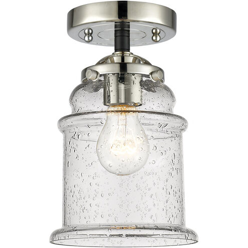 Nouveau Small Canton LED 5.25 inch Black Polished Nickel Semi-Flush Mount Ceiling Light in Seedy Glass, Nouveau