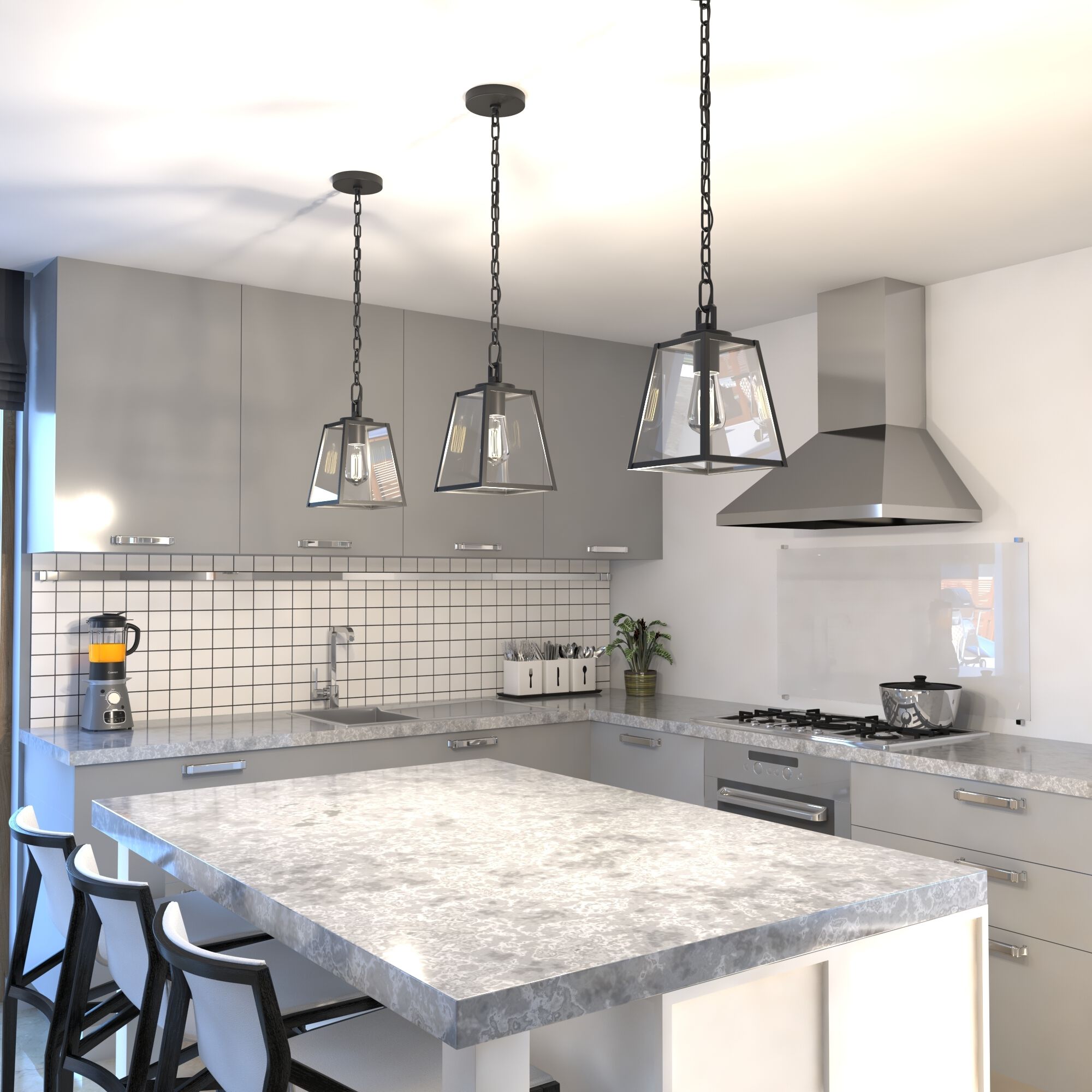 Grant LED 7 inch Black Mini Pendant Ceiling Light in Matte Black