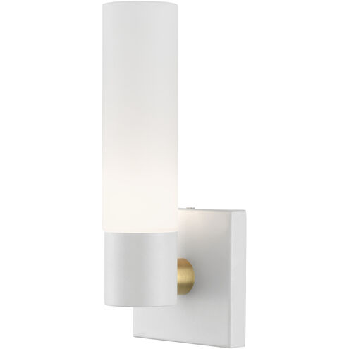 Aero ADA Wall Sconce Wall Light in Textured White with Antique Brass Accent