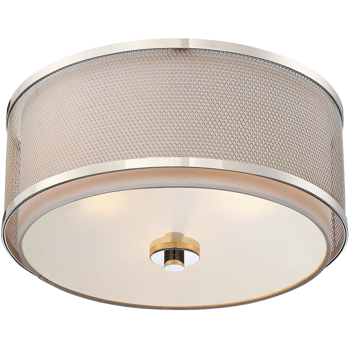 Modern 3 Light 14.75 inch Polished Nickel Flush Mount Ceiling Light