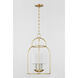 Delia 3 Light 12.25 inch Vintage Gold Leaf Hanging Lantern Ceiling Light