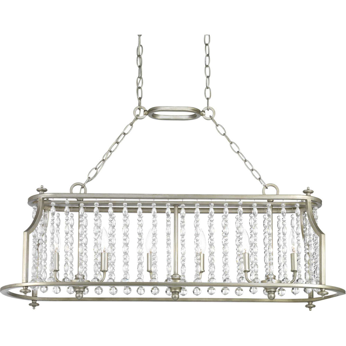 Desiree 6 Light 38 inch Silver Ridge Linear Chandelier Ceiling Light, Design Series