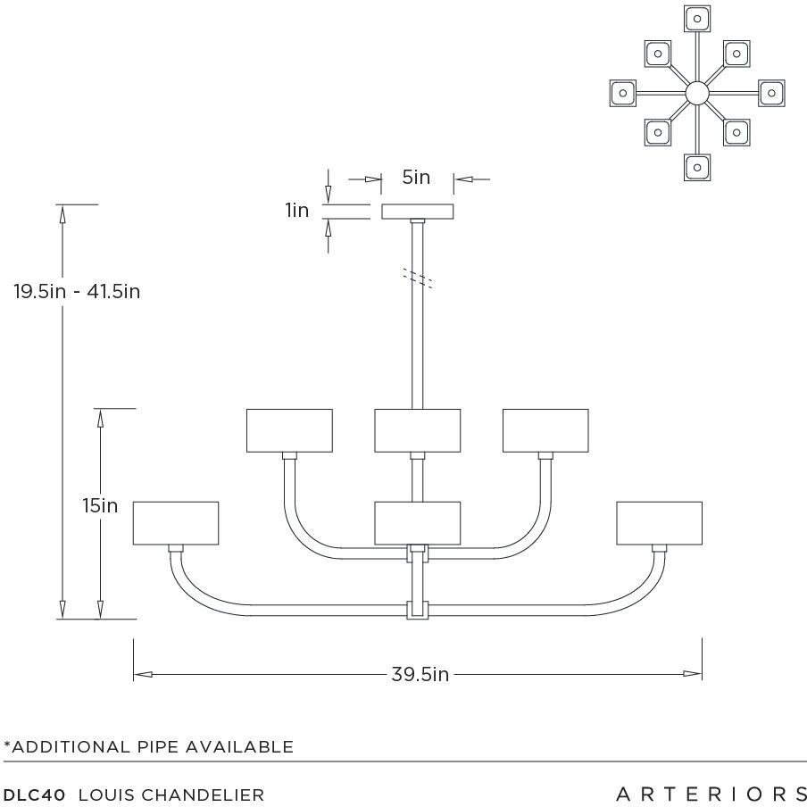 Louis 8 Light 39.5 inch English Bronze Chandelier Ceiling Light