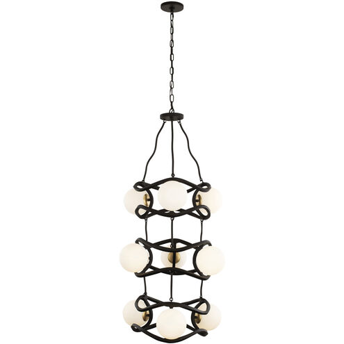 Black Betty 9 Light 24 inch Carbon and French Gold Pendant Ceiling Light