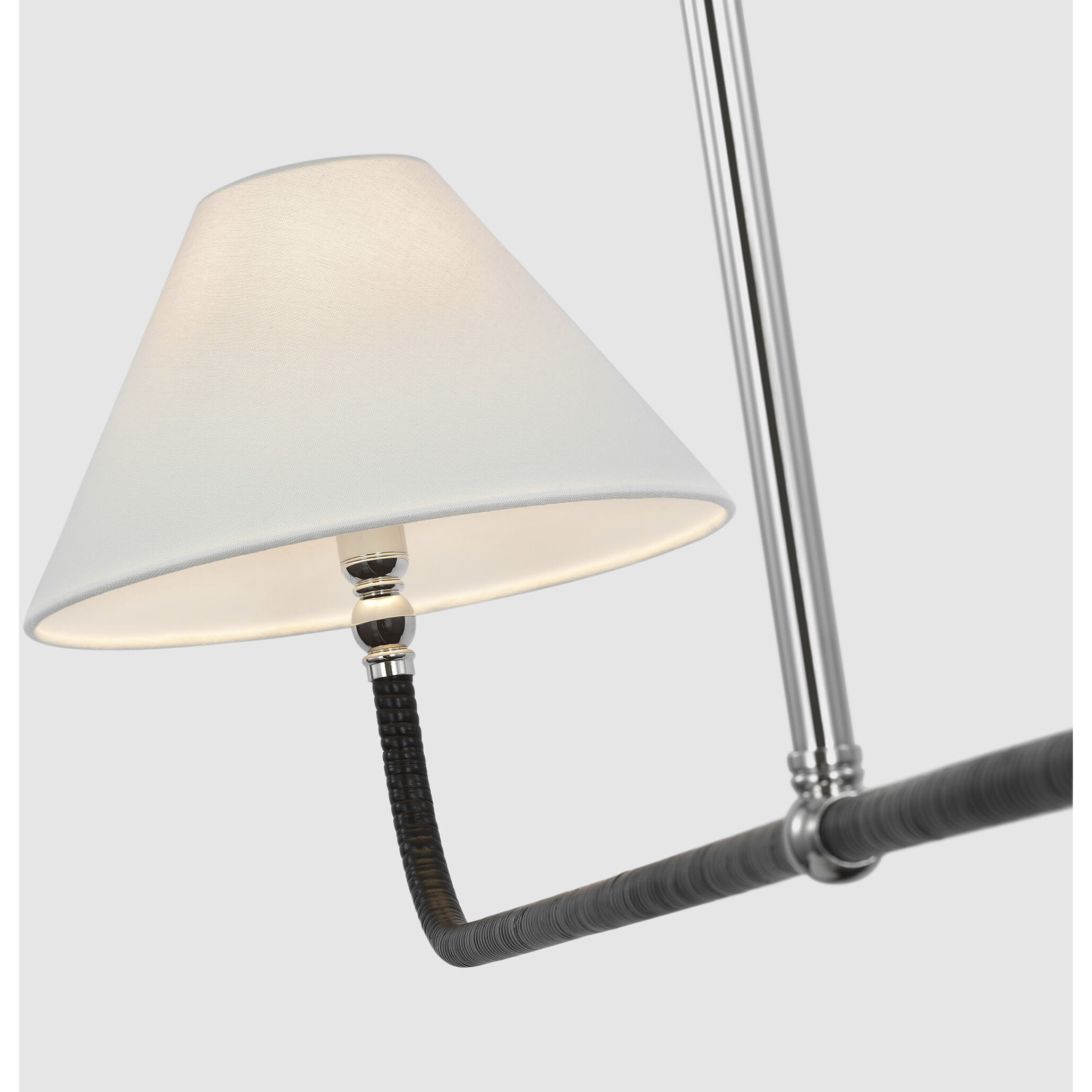 Chapman & Myers Basden LED 63 inch Polished Nickel and Black Rattan Linear Chandelier Ceiling Light, Extra Large