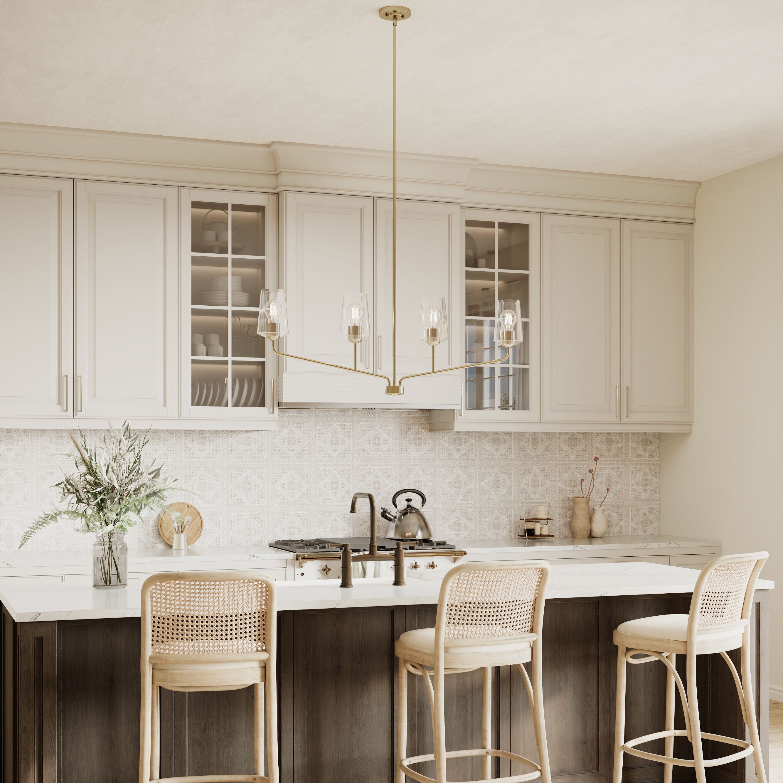 Celino Linear Chandelier Ceiling Light in Champagne Bronze