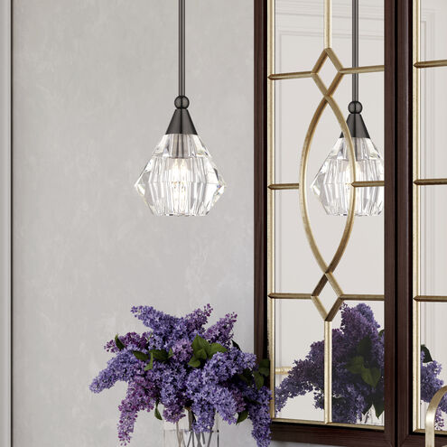 Brussels 1 Light 7 inch Black Chrome Pendant Ceiling Light, Crystal, Single