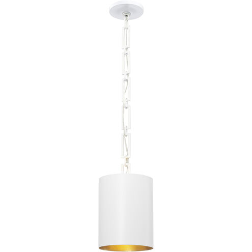 Alston 1 Light 8 inch Matte White/Antique Gold Mini Pendant Ceiling Light in Matte White and Antique Gold