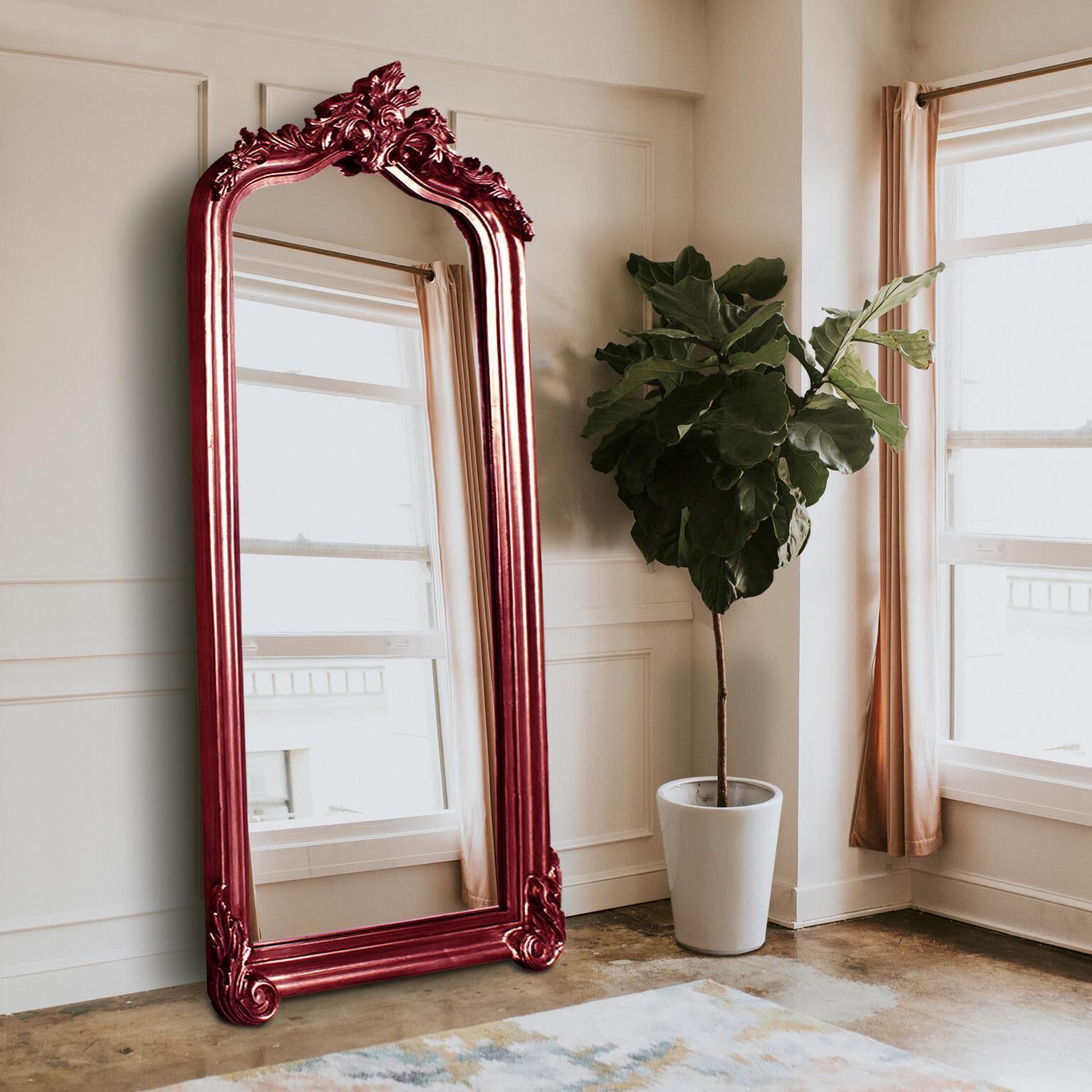 Tudor 85 X 38 inch Burgundy Mirror