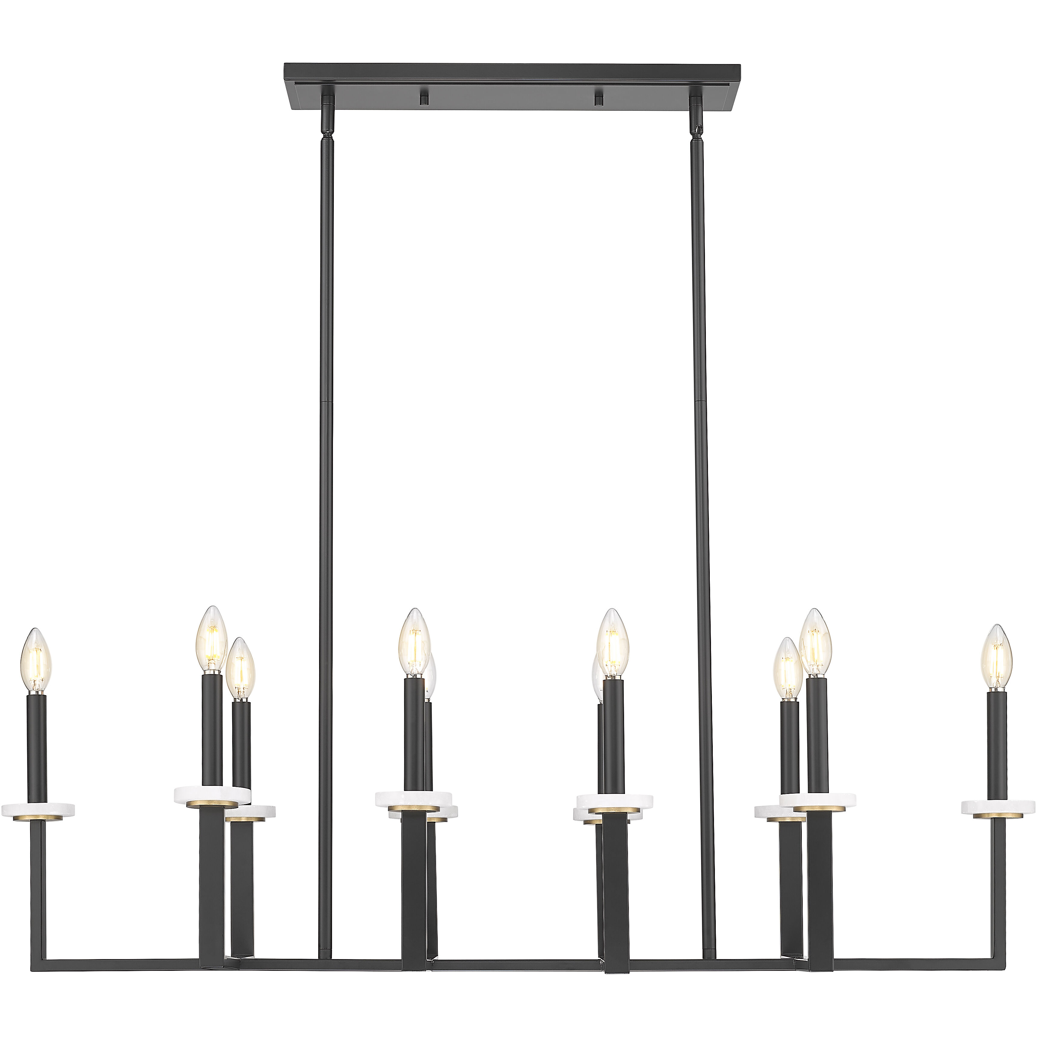 Gaultier 10 Light 44.75 inch Matte Black and Mondern Gold Linear Chandelier Ceiling Light in Matte Black and Modern Gold
