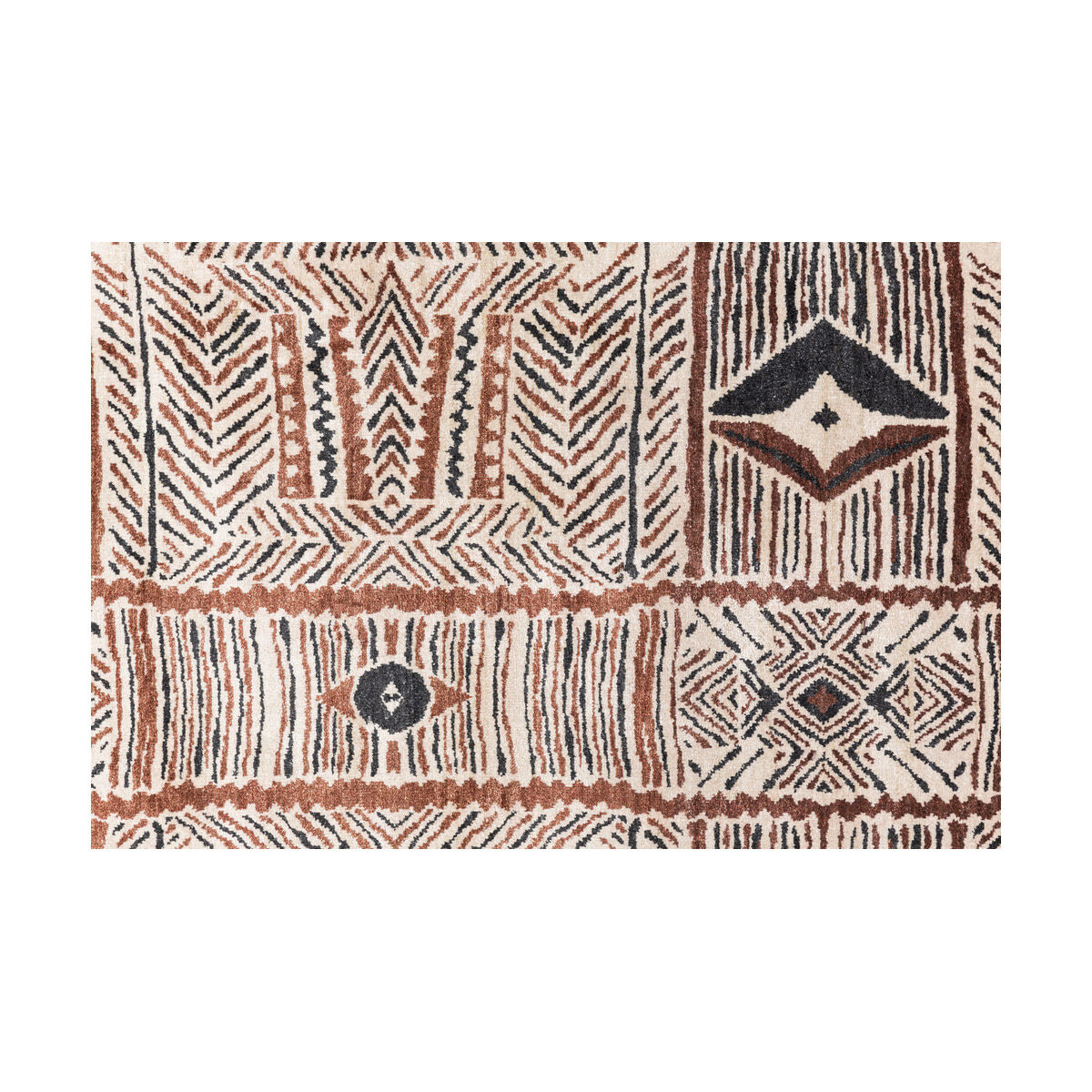 Zambia 120 X 96 inch Cream/Dark Brown/Black Rugs, Bamboo Silk and Wool