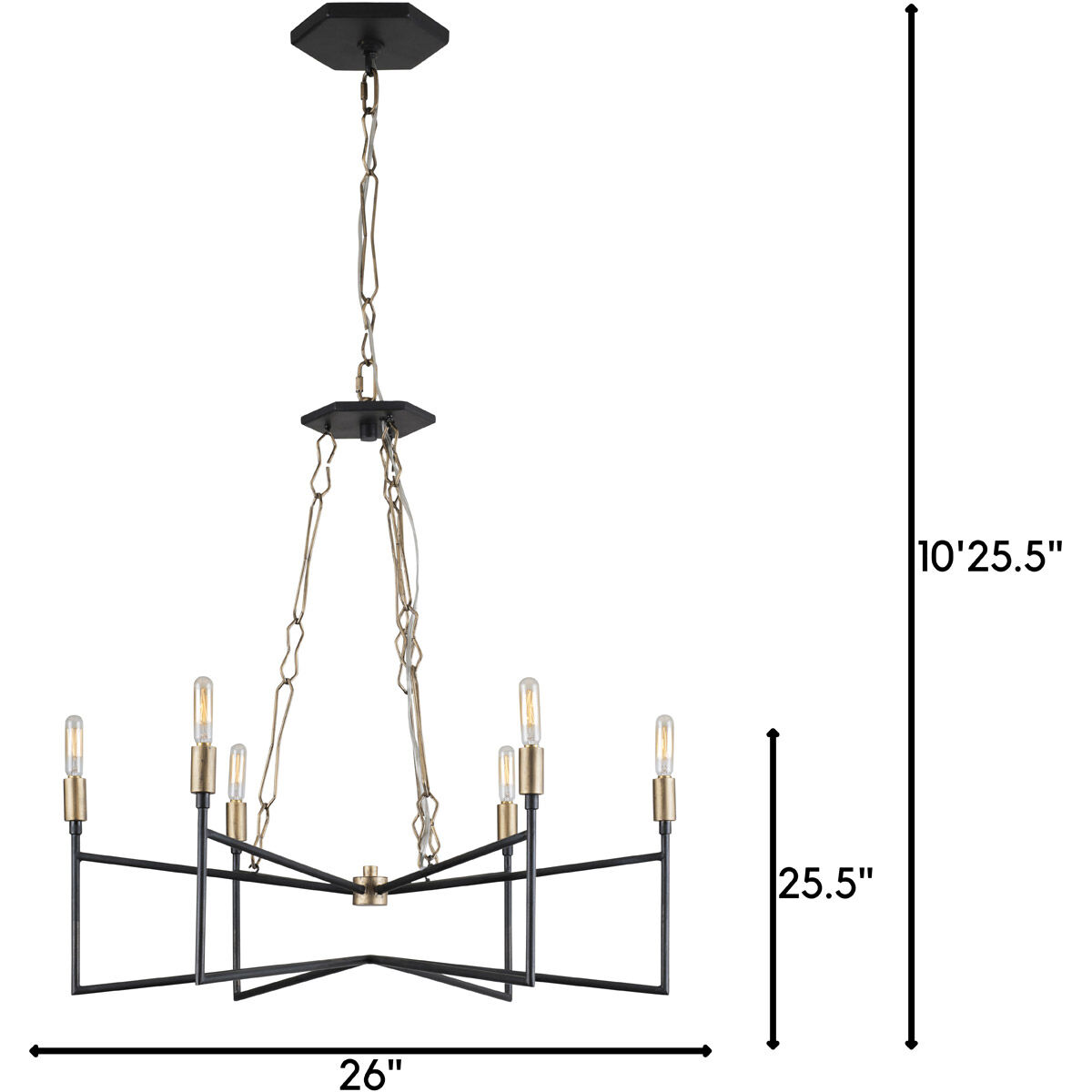 Bodie 6 Light 26 inch Havana Gold and Carbon Chandelier Ceiling Light