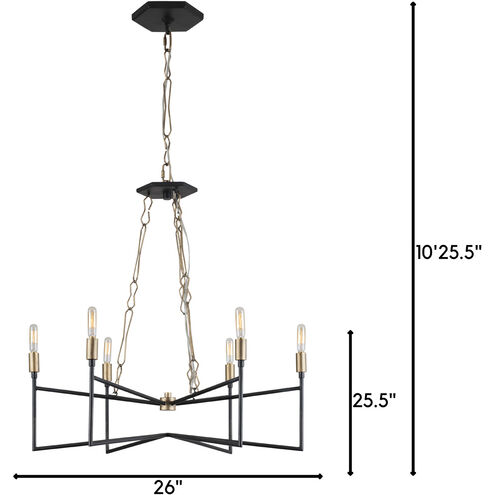 Bodie 6 Light 26 inch Havana Gold and Carbon Chandelier Ceiling Light
