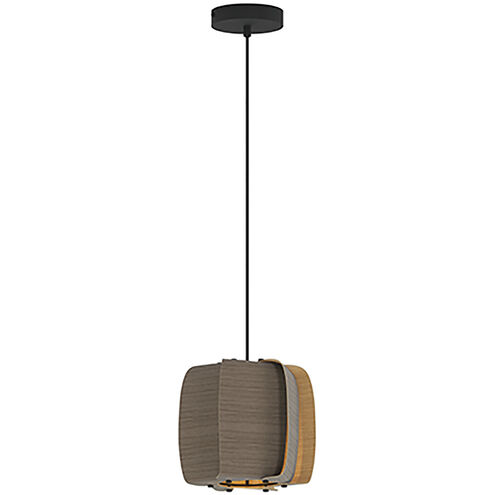 Alba LED 10.25 inch Black Pendant Ceiling Light in Grey Oak/Ash, WEP Collection