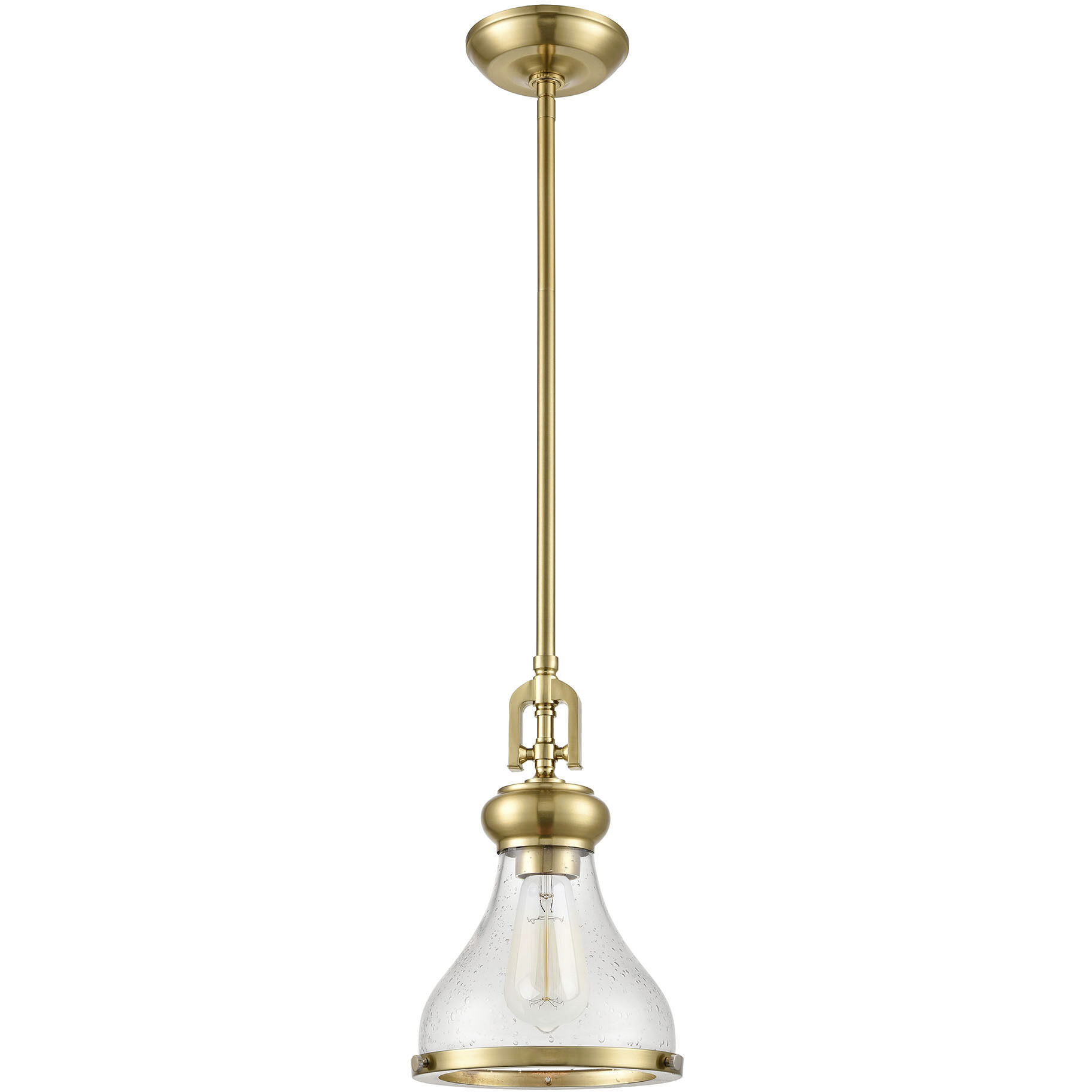 Rutherford 1 Light 8.5 inch Satin Brass Mini Pendant Ceiling Light
