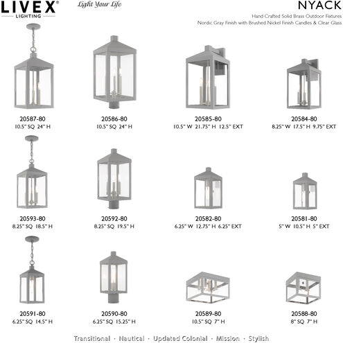Nyack 3 Light 22 inch Nordic Gray Outdoor Wall Lantern