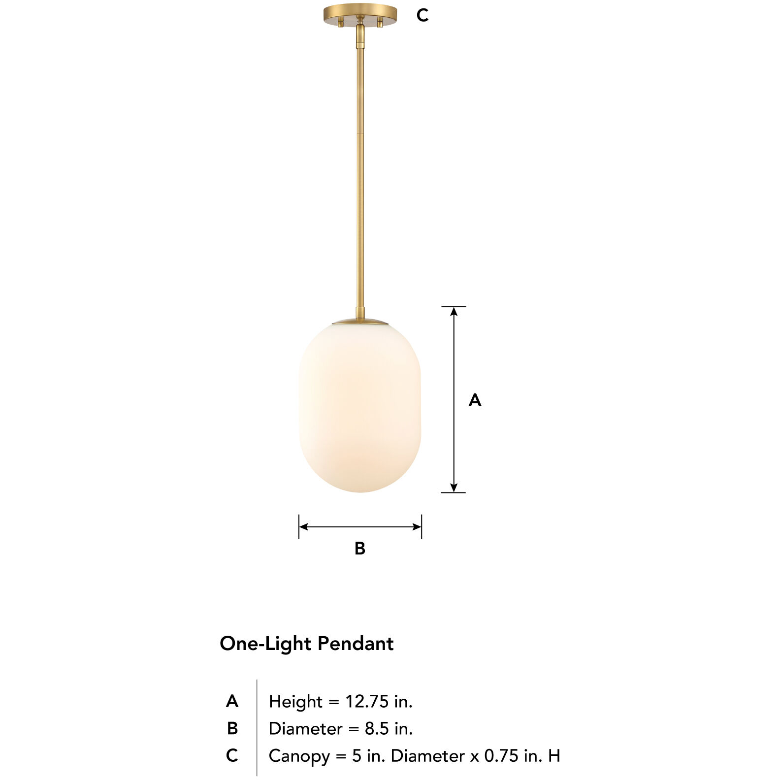 Noor 1 Light 8.5 inch Brushed Gold Pendant Ceiling Light
