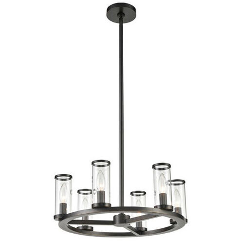 Revolve 6 Light 18.63 inch Clear Glass and Urban Bronze Chandelier Ceiling Light