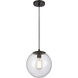 Tolland LED 10 inch Matte Black Mini Pendant Ceiling Light in Seedy Glass