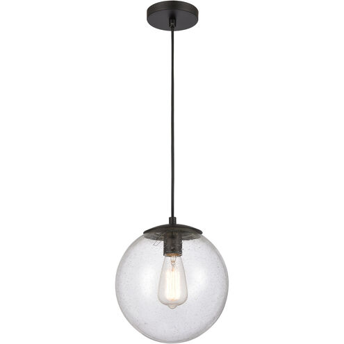 Tolland LED 10 inch Matte Black Mini Pendant Ceiling Light in Seedy Glass