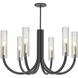 Wand 6 Light 30.5 inch Matte Black and Aged Brass Chandelier Ceiling Light